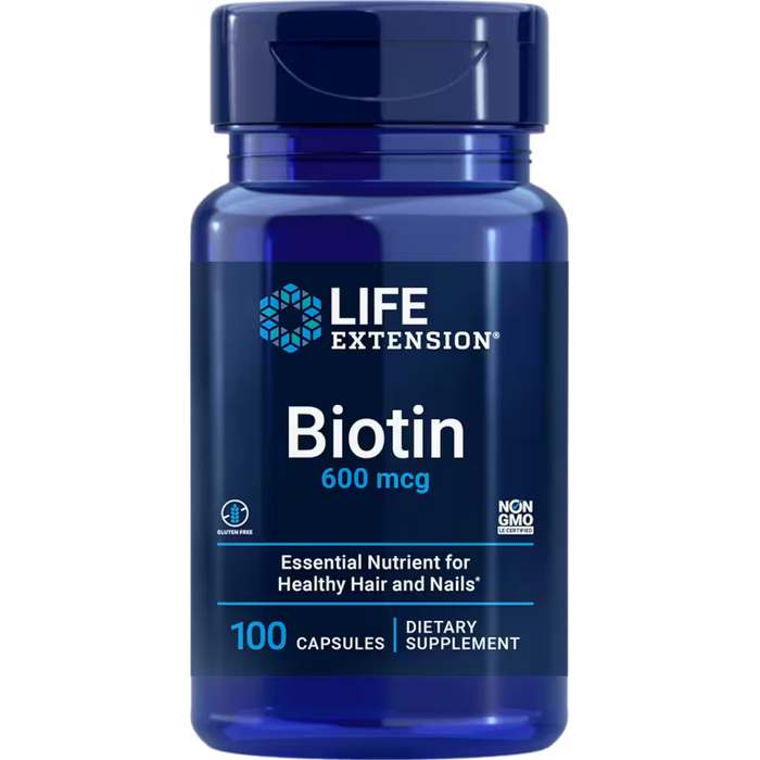 Life Extension Biotin 600 mcg - 100 Capsules - Health As It Ought to Be