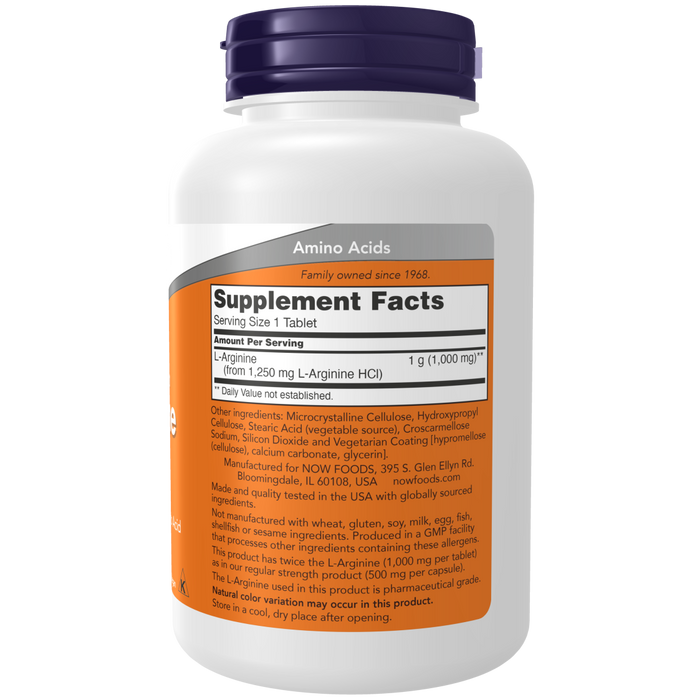 Now Foods L-Arginine Double Strength 1000 mg - 120 Tablets - Health As It Ought to Be