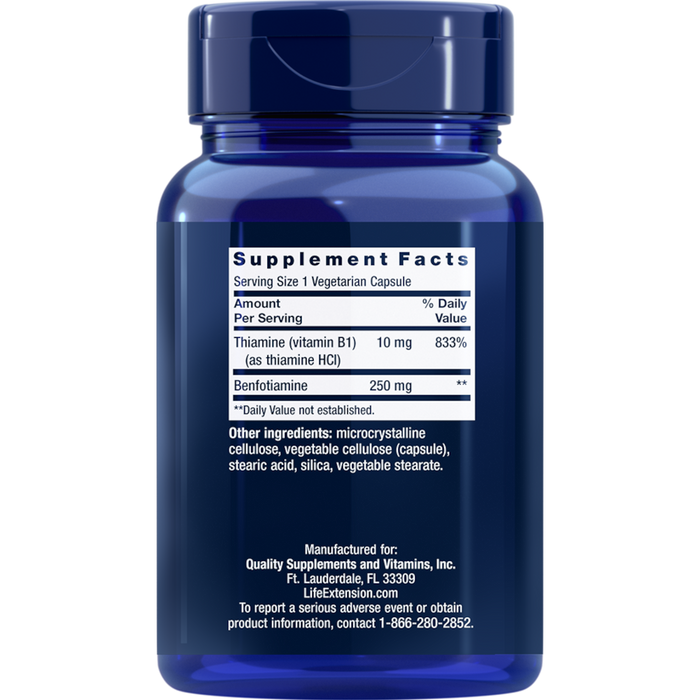 Life Extension Mega Benfotiamine 250 mg - 120 Vegetarian Capsules - Health As It Ought to Be