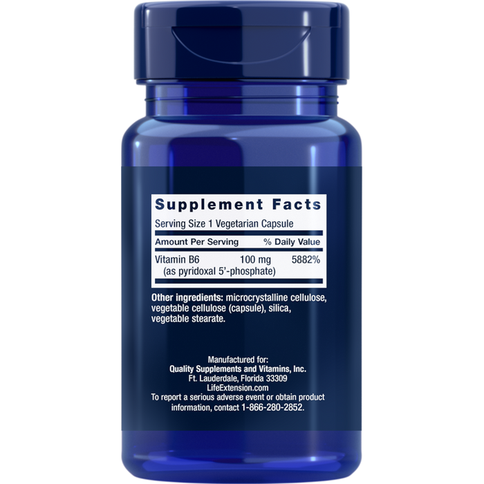 Life Extension P5P (Pyridoxal-5'-Phosphate) 100 mg - 60 Vegetarian Capsules - Health As It Ought to Be