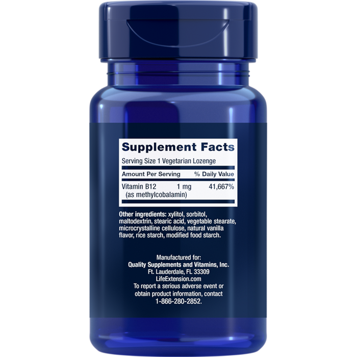 Life Extension Methyl-Cobalamin 1 mg - 60 Vegetarian Lozenges - Health As It Ought to Be