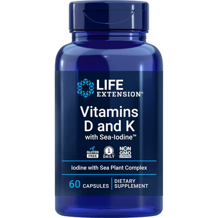 Life Extension Vitamins D and K with Sea-Iodine™ - 60 Capsules - Health As It Ought to Be