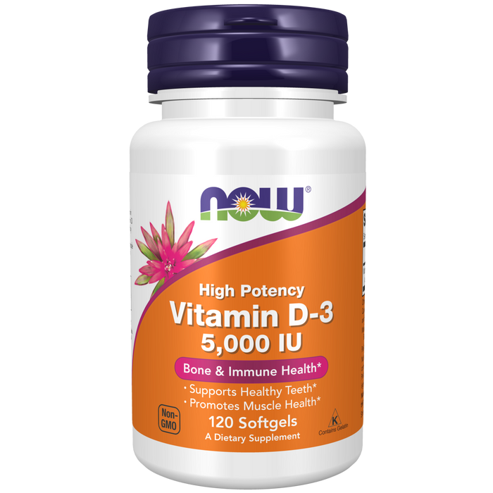 Now Foods Vitamin D-3 5000 IUs - 120 Softgels - Health As It Ought to Be