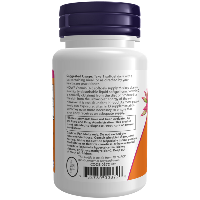 Now Foods Vitamin D-3 5000 IUs - 120 Softgels - Health As It Ought to Be