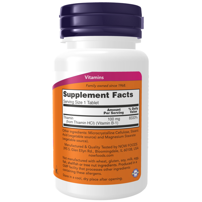 Now Foods Vitamin B-1 100 mg - 100 Tablets - Health As It Ought to Be