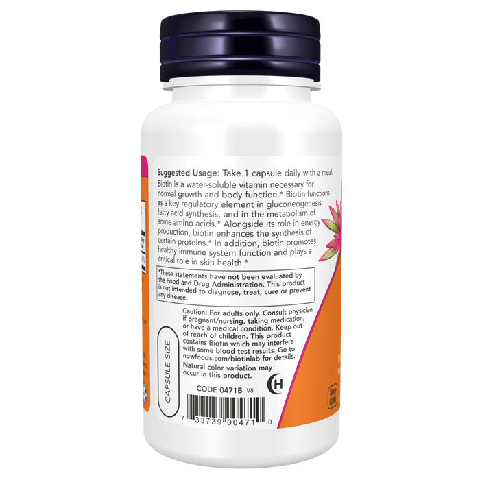 Now Foods Biotin 5000 mcg - 60 Veg Capsules - Health As It Ought to Be