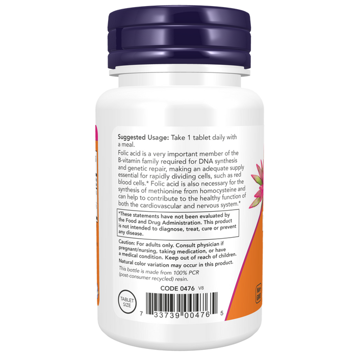 Now Foods Folic Acid 800 mcg with Vitamin B-12 - 250 Tablets - Health As It Ought to Be