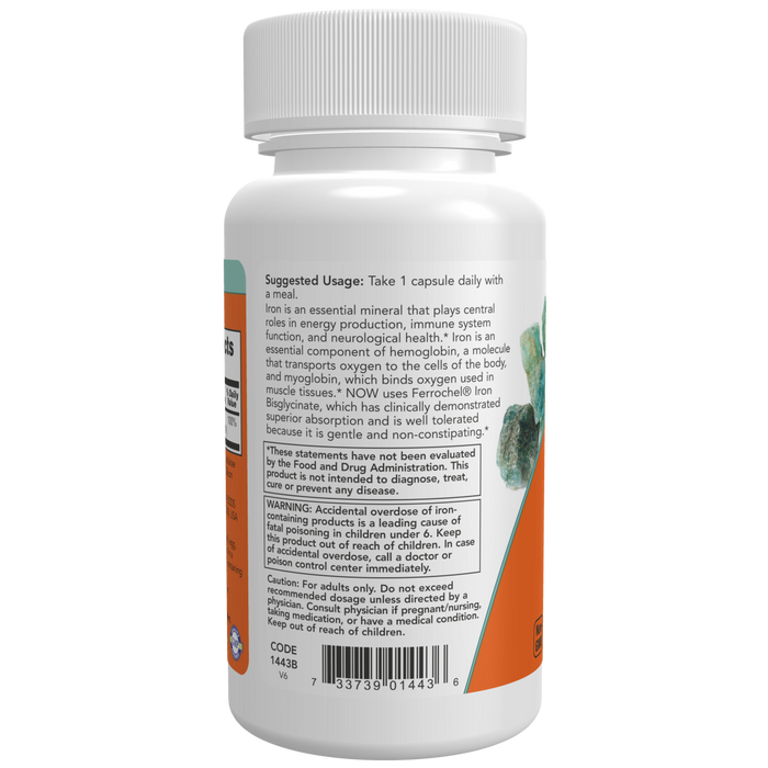 Now Foods Iron 18 mg - 120 Veg Capsules - Health As It Ought to Be