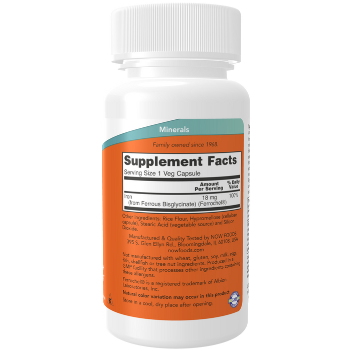Now Foods Iron 18 mg - 120 Veg Capsules - Health As It Ought to Be