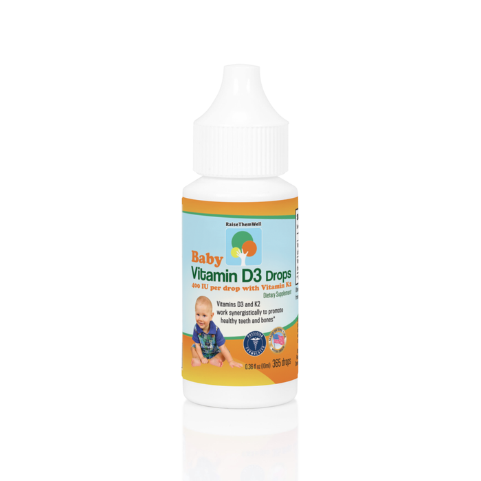 Raise Them Well Baby Vitamin D3 and K2 Drops for Ultimate Bone and Teeth Health - 365 Drops - Health As It Ought to Be