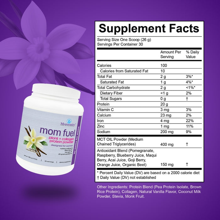Momsanity Mom Fuel Protein Powder NATURAL VANILLA - Health As It Ought to Be