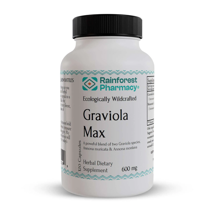 Rainforest Pharmacy Graviola Max 600 mg - 120 Vegetarian Capsules - Health As It Ought to Be