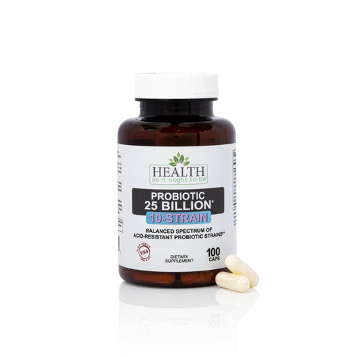 HAIOTB Probiotic (10-Strain) 25 Billion CFUs - 100 Veggie Caps - Health As It Ought to Be