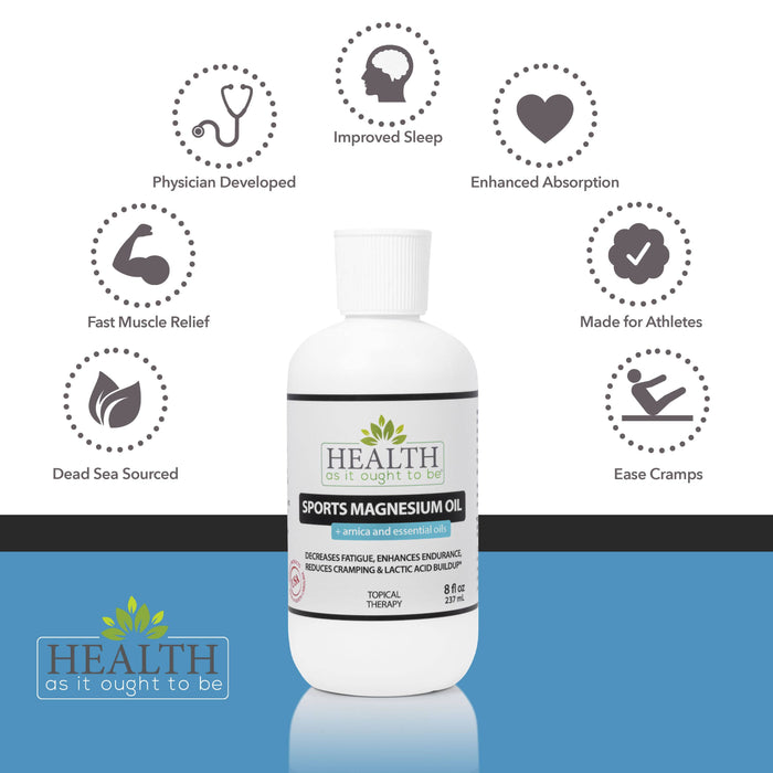 HAIOTB Sports Magnesium Oil + arnica and essential oils - 8 oz. Vegan, Topical - Health As It Ought to Be