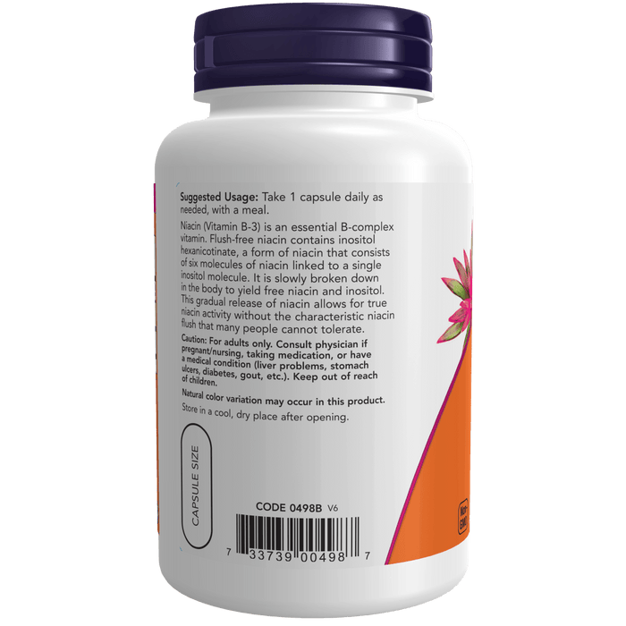 Now Foods Niacin 500 mg, Double Strength Flush-Free - 90 Veg Capsules - Health As It Ought to Be