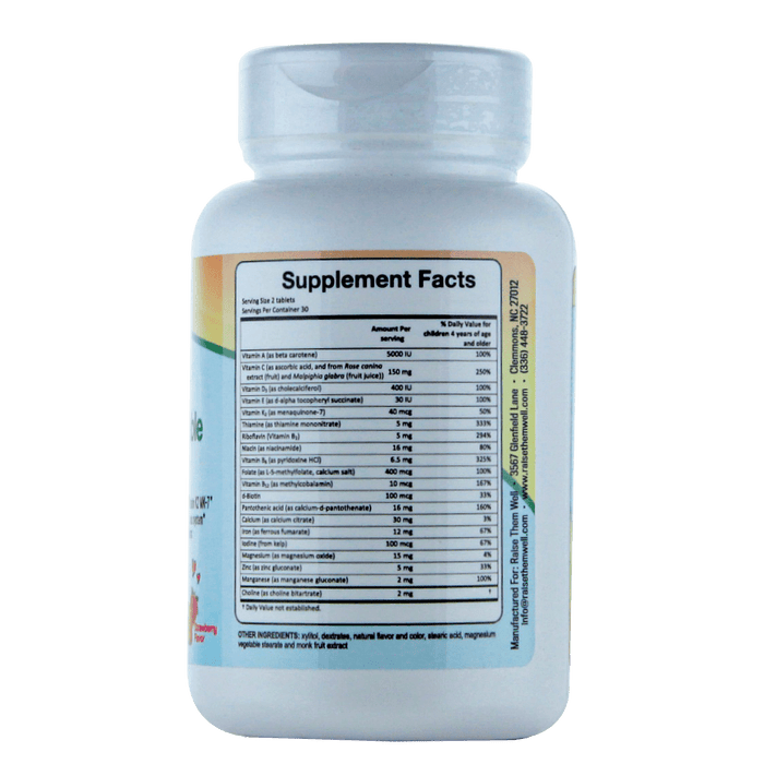Raise Them Well Children's Chewable Multivitamin with All-Natural Colors, Flavors, and Sweeteners - Health As It Ought to Be