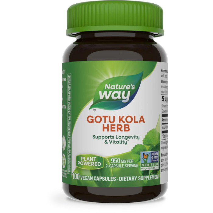 Nature's Way Gotu Kola Herb 475 mg - 100 Vegetarian Capsules - Health As It Ought to Be