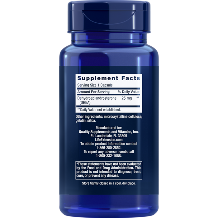 Life Extension DHEA 25 mg - 100 Capsules - Health As It Ought to Be
