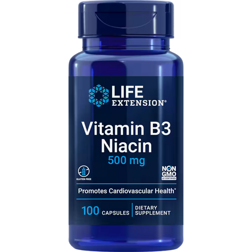 Life Extension Vitamin B3 Niacin 500mg - 100 Capsules - Health As It Ought to Be