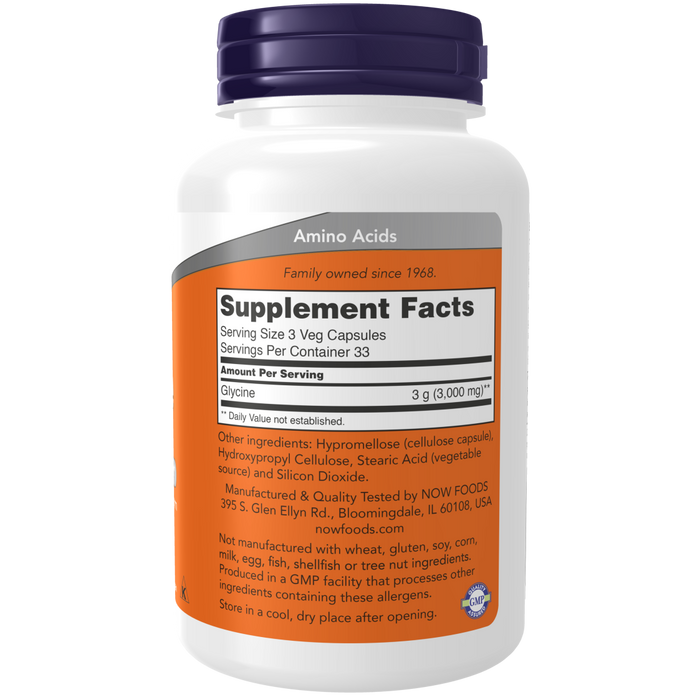 Now Foods Glycine 1000 mg - 100 Veg Capsules - Health As It Ought to Be
