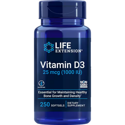 Life Extension Vitamin D3 1000 IUs - 250 Softgels - Health As It Ought to Be