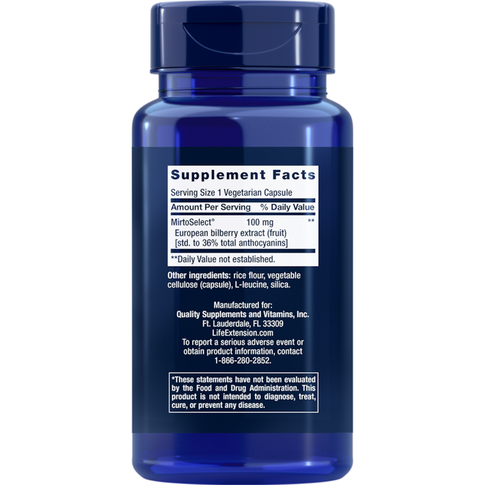 Life Extension Bilberry Extract 100 mg - 90 Vegetarian Capsules - Health As It Ought to Be