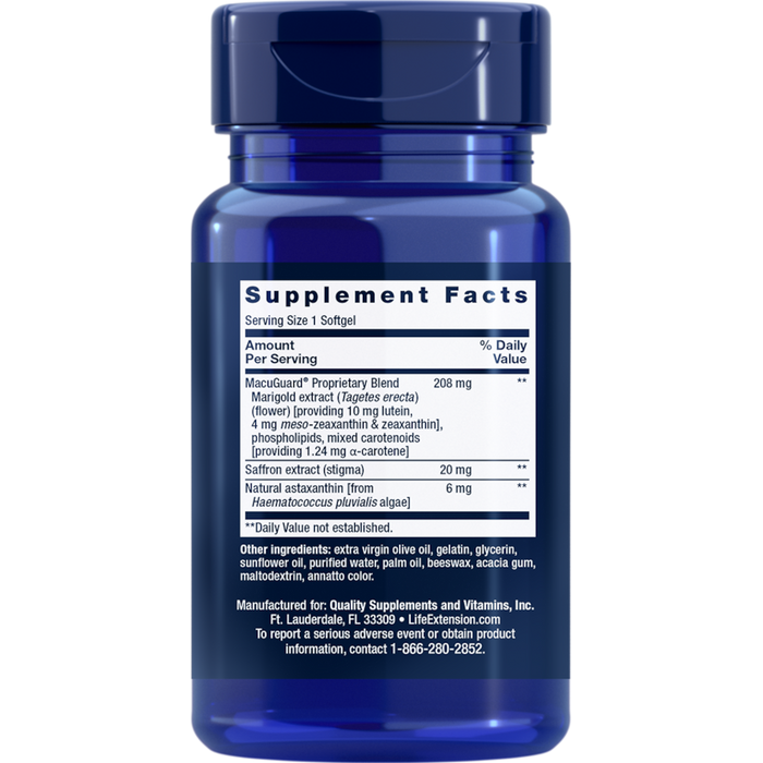 Life Extension MacuGuard Ocular Support with Saffron & Astaxanthin - 60 Softgels - Health As It Ought to Be