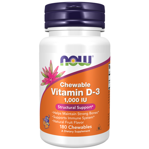 Now Foods Vitamin D3 1000 IU - 180 Chewables - Health As It Ought to Be
