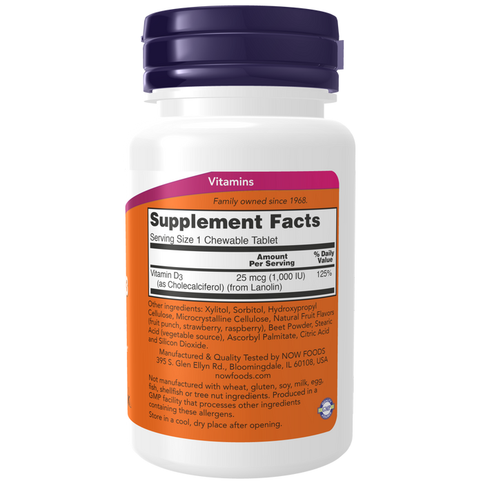 Now Foods Vitamin D3 1000 IU - 180 Chewables - Health As It Ought to Be