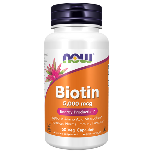 Now Foods Biotin 5000 mcg - 60 Veg Capsules - Health As It Ought to Be