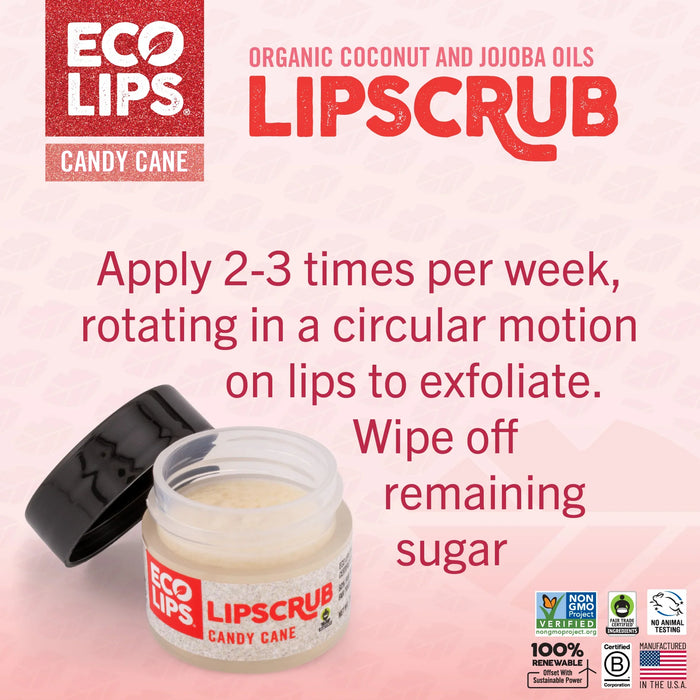 Eco Lips Holiday Candy Cane Vanilla Mint Sugar Lip Scrub - 0.25 oz. PATIENT ONLY - Health As It Ought to Be