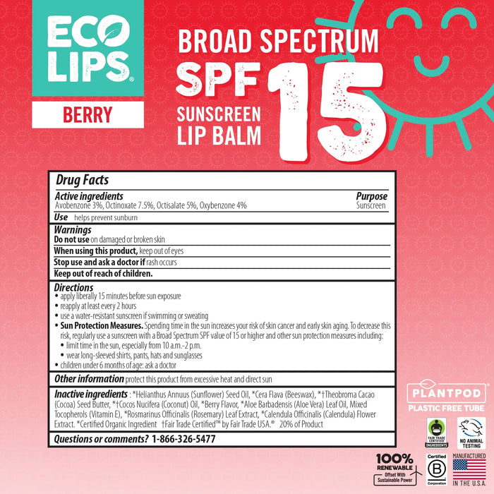 Eco Lips Classic SPF 15 Lip Balm, Berry PATIENT ONLY - Health As It Ought to Be