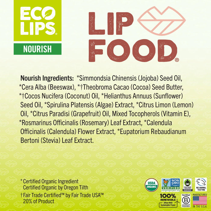 Eco Lips Lip Food NOURISH Organic Lip Balm PATIENT ONLY - Health As It Ought to Be