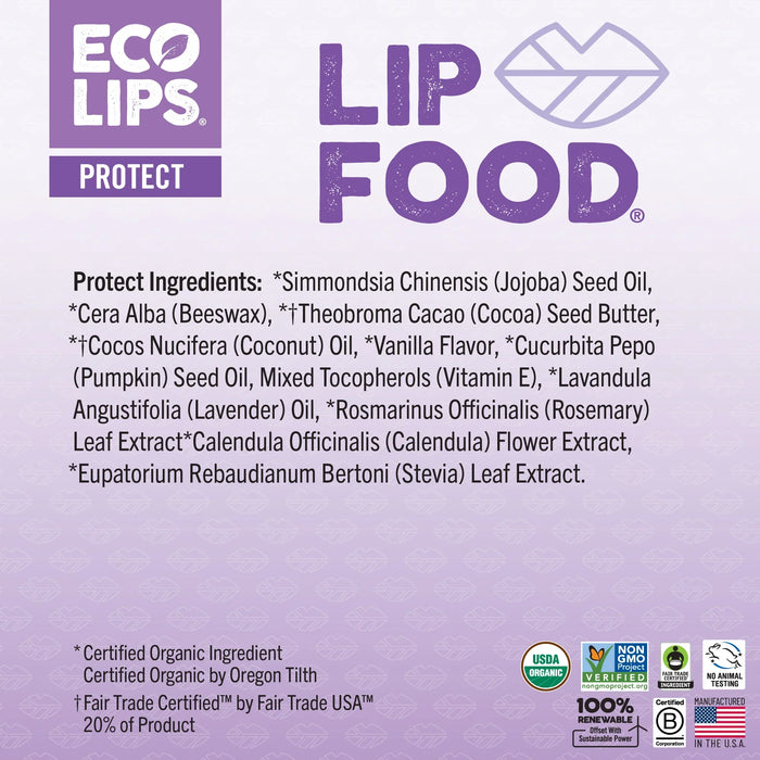 Eco Lips Lip Food PROTECT Organic Lip Balm  PATIENT ONLY - Health As It Ought to Be