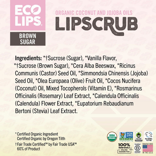 Eco Lips Organic Sugar Lip Scrub Brown Sugar 0.50 oz pot PATIENT ONLY - Health As It Ought to Be