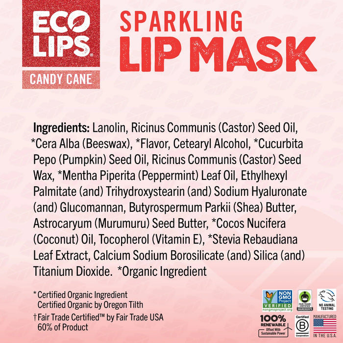 Eco Lips Sparkling Holiday Vanilla Mint Candy Cane Lip Mask - 0.25 oz. PATIENT ONLY - Health As It Ought to Be