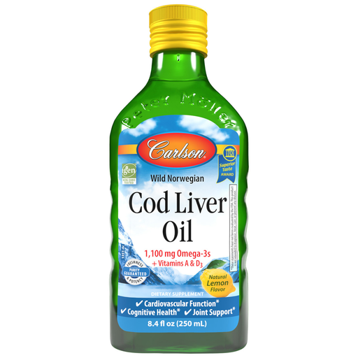 Carlson Cod Liver Oil Lemon - 8.4 fl oz. - Health As It Ought to Be