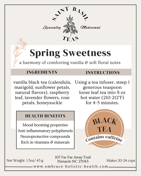 Saint Basil Teas Spring Sweetness Specialty Black Tea 1.5oz PATIENT ONLY - Health As It Ought to Be