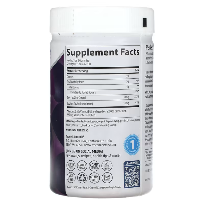 Trace Minerals Research Zinc Gummies - 60 Gummies - Health As It Ought to Be