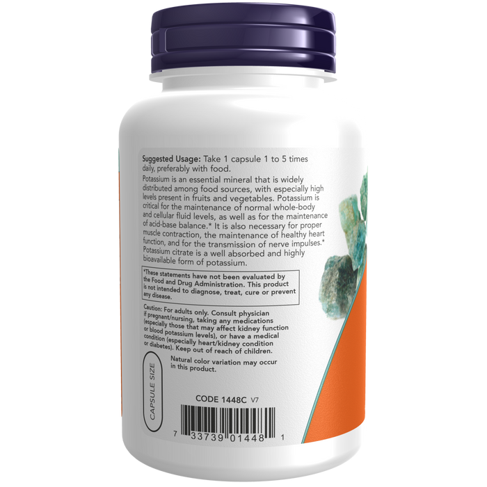 Now Foods Potassium Citrate 99 mg - 180 Capsules - Health As It Ought to Be