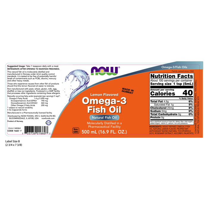 Now Foods Omega-3 Fish Oil Liquid - 16.9 fl. oz (500 ml) - Health As It Ought to Be