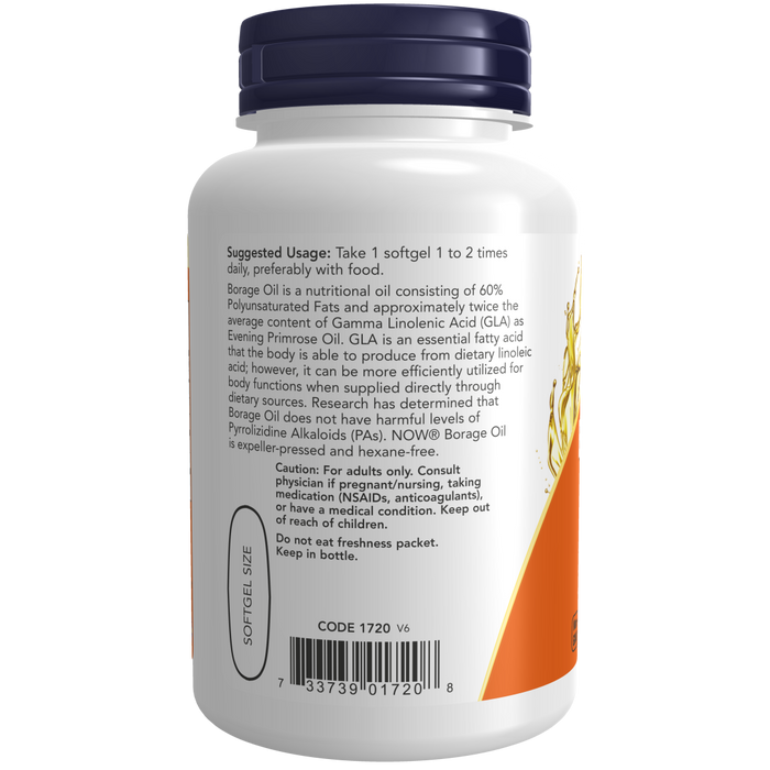 Now Foods Borage Oil 1000 mg - 60 Softgels - Health As It Ought to Be