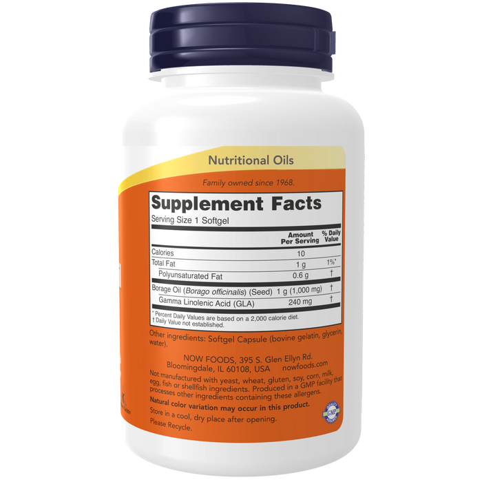 Now Foods Borage Oil 1000 mg - 60 Softgels - Health As It Ought to Be