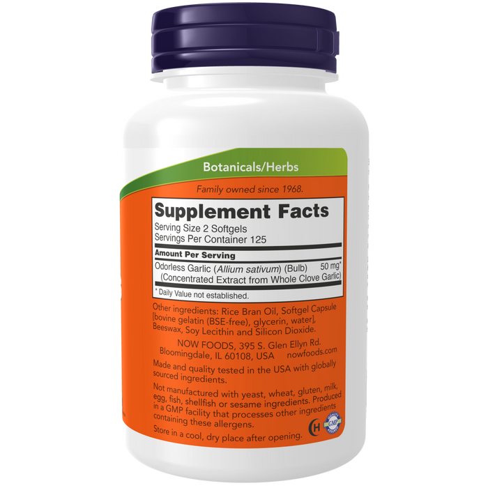 Now Foods Odorless Garlic - 250 Softgels - Health As It Ought to Be