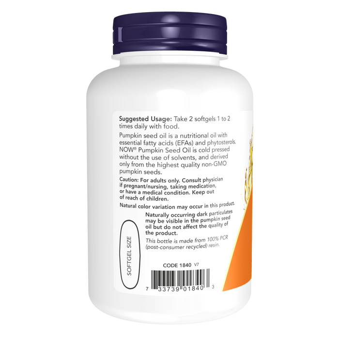 Now Foods Pumpkin Seed Oil 1000 mg - 100  Softgels - Health As It Ought to Be