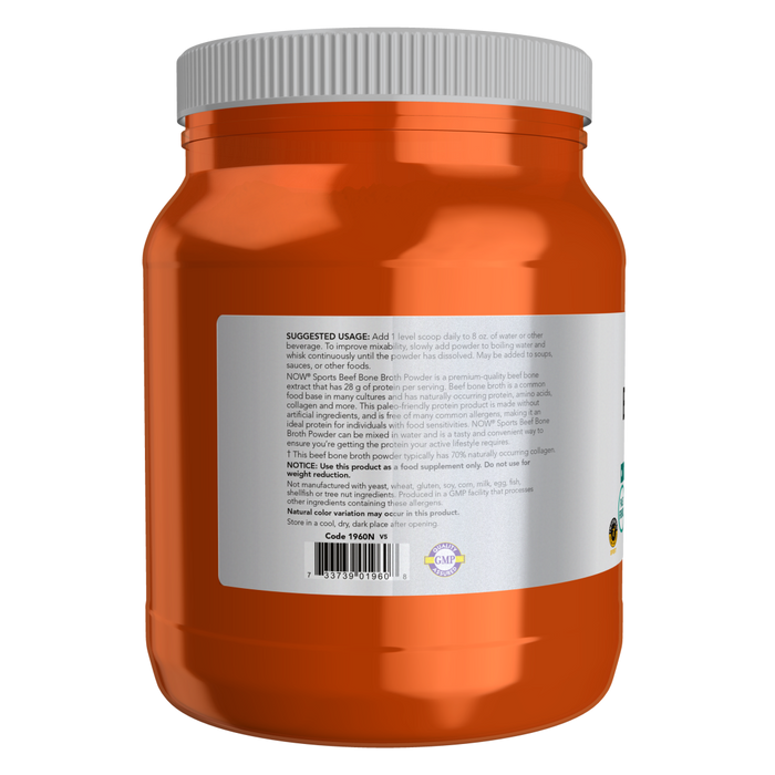 Now Foods Beef Bone Broth Powder - 1.2 lbs - Health As It Ought to Be