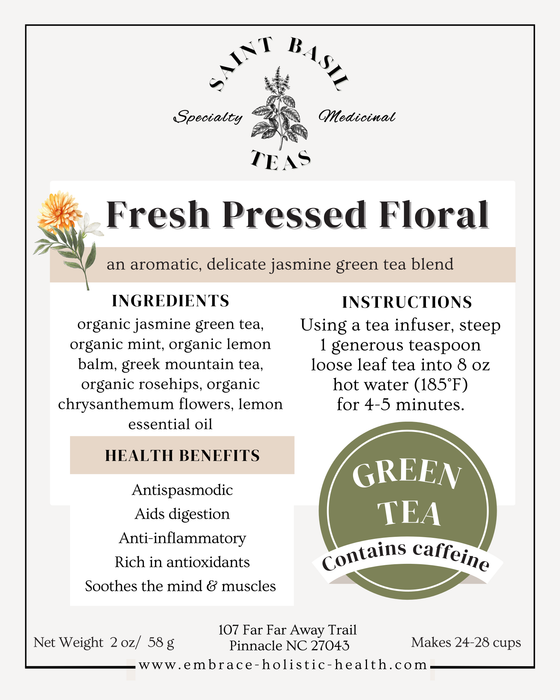 Saint Basil Teas Fresh Pressed Floral Green Tea - 2 oz. | RIH/HAIOTB Stores
