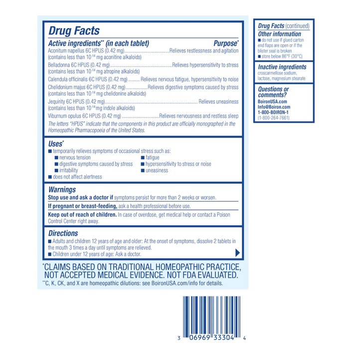 Boiron StressCalm Homeopathics - 60 Tablets