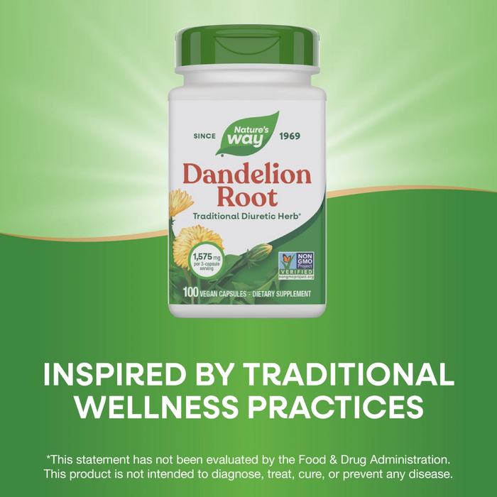 Nature's Way Dandelion Root 525 mg - 100 Capsules - Health As It Ought to Be