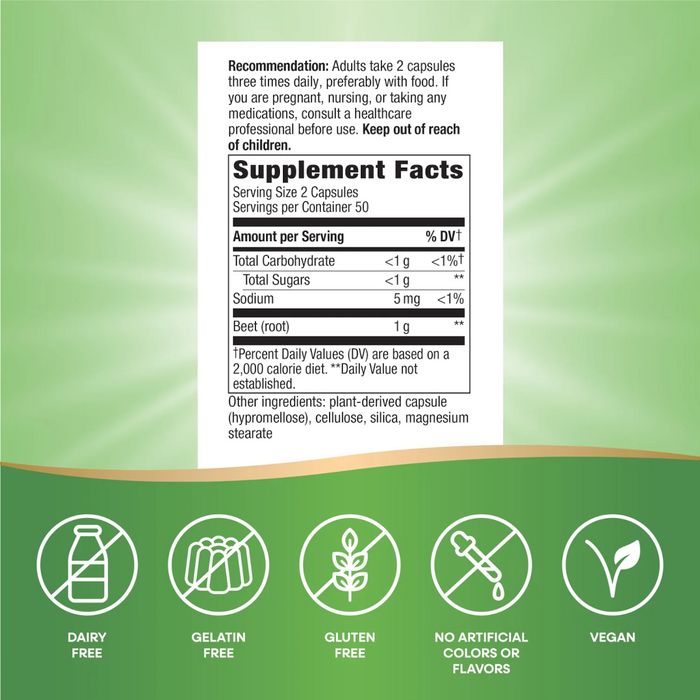Nature's Way Beet Root - 100 vegan Capsules - Health As It Ought to Be